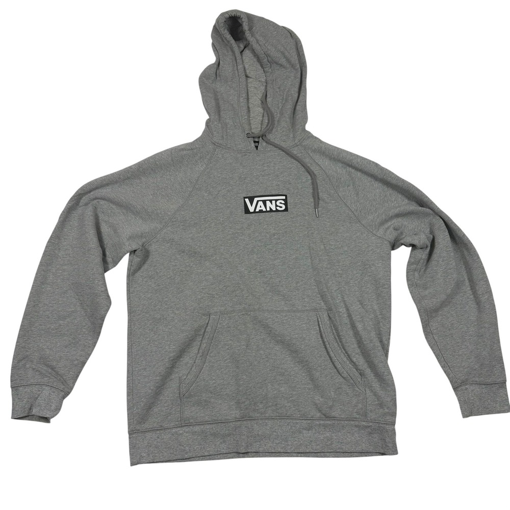 Vans Versa Hoodie Mens XL Gray Box Logo Raglan Pullover Sweatshirt
